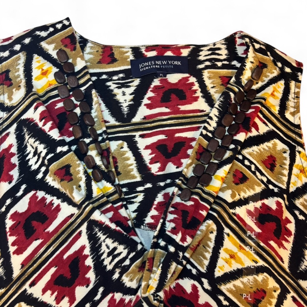 NWT Jones New York Multicolor Geometric Midi Dress Petite Large - Picture 4 of 6